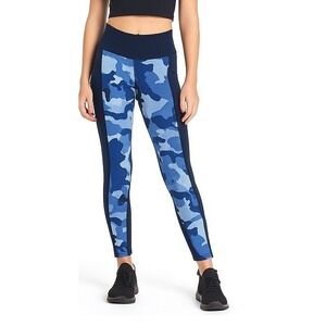 Rise By Lularoe Leggings XS Blue Camouflage Mesh Panel Athleisure Stretch Pocket